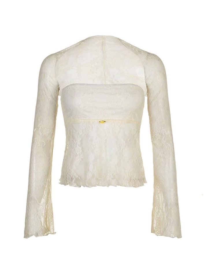 Ddbos - Lace Bandeau Smock Long Sleeve Tee