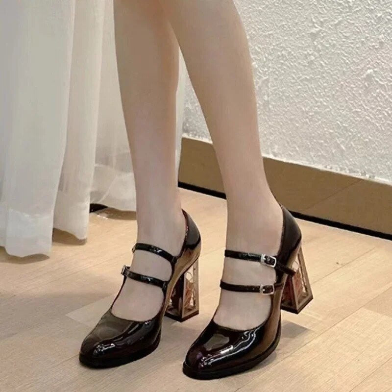 Ddbos Shoes for Women Brand Transparent Flowers Women's High Heel Summer Casual Sexy Party Pump Women Solid Buckl Female Sandals