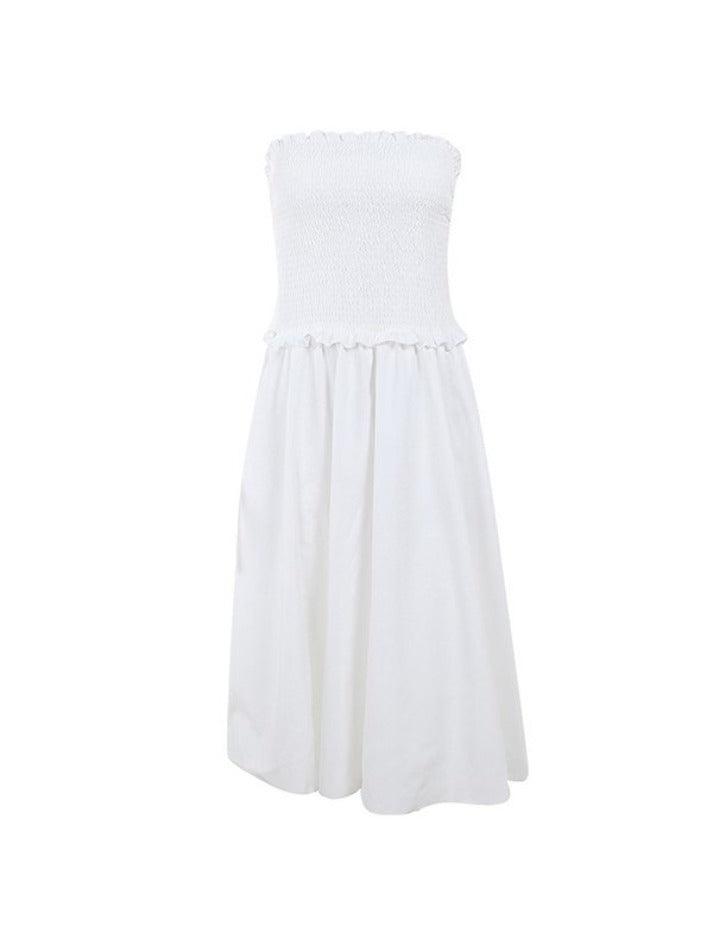 Ddbos - Cotton Blends Shirred Tube Long Dress