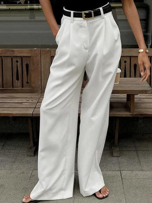 Ddbos - White High Rise Tailored Pants