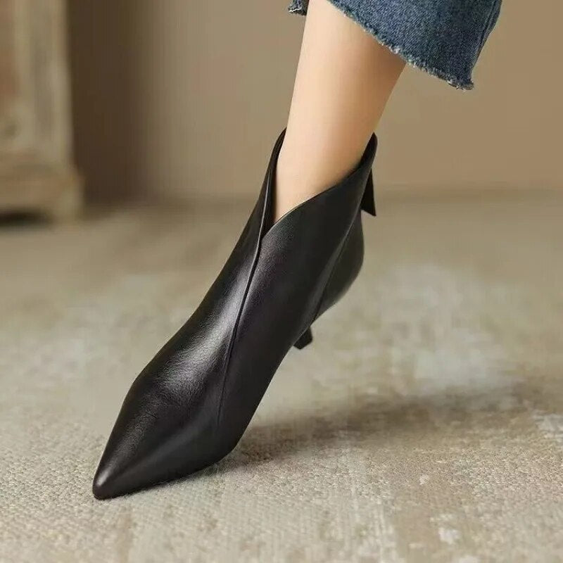 Ddbos Shallow Mouth Women Shoes 2024 New High Quality Pointed Toe Women's Boots Comfortable Low Heel Commuting Office Ladies Shoes