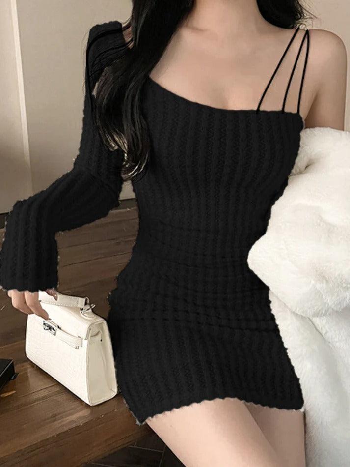 Ddbos - Pure Color Slim Fit Pure Desire Style Mini Dress