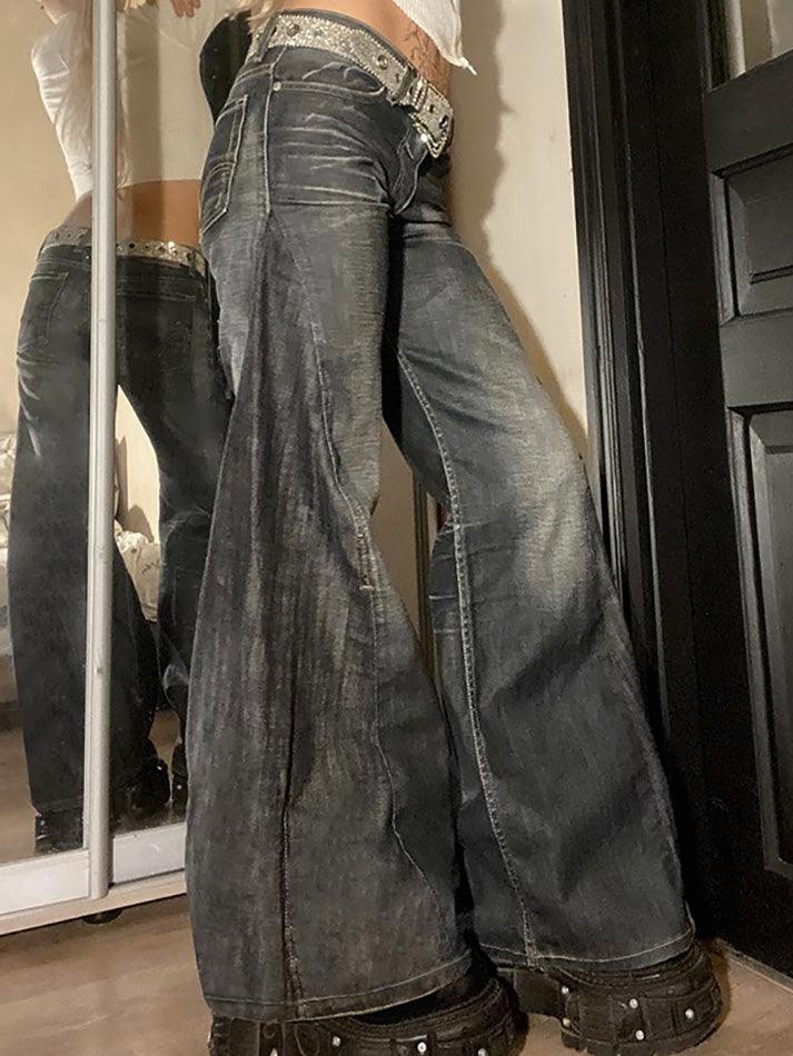 Ddbos - Vintage Washed A-Line Wide-Leg Jeans