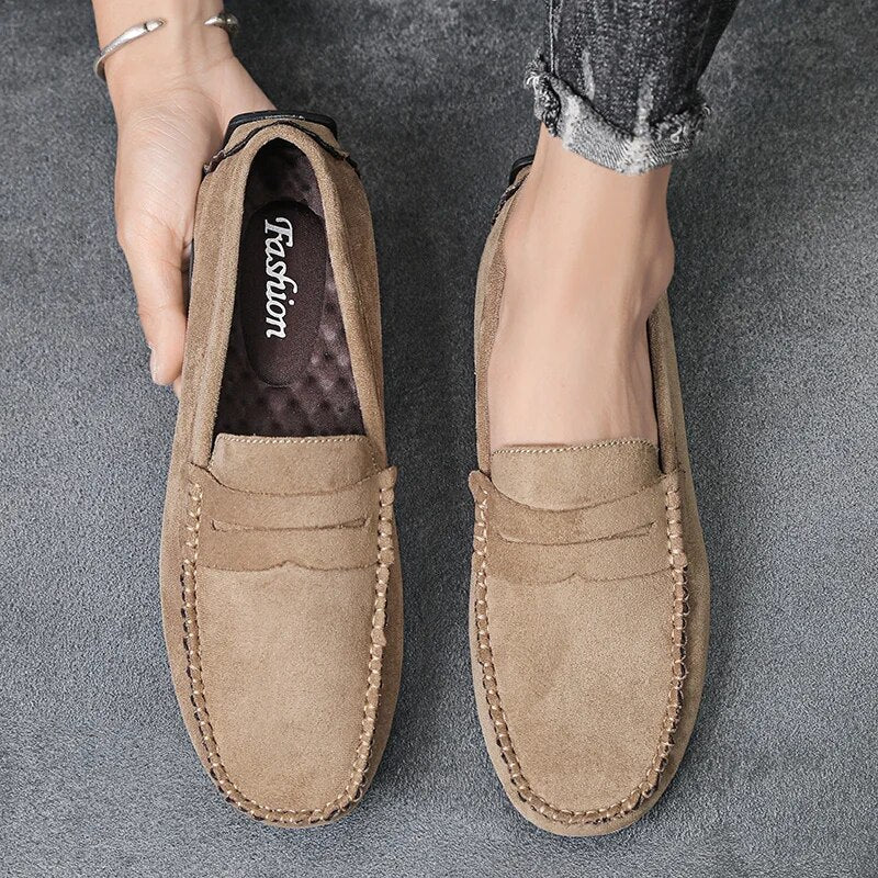 Ddbos New Suede Men Casual Shoes Breathable Comfort Slip-on Mens Driving Shoes Fashion Male Lazy Shoes Luxury Brand Loafers Moccasins