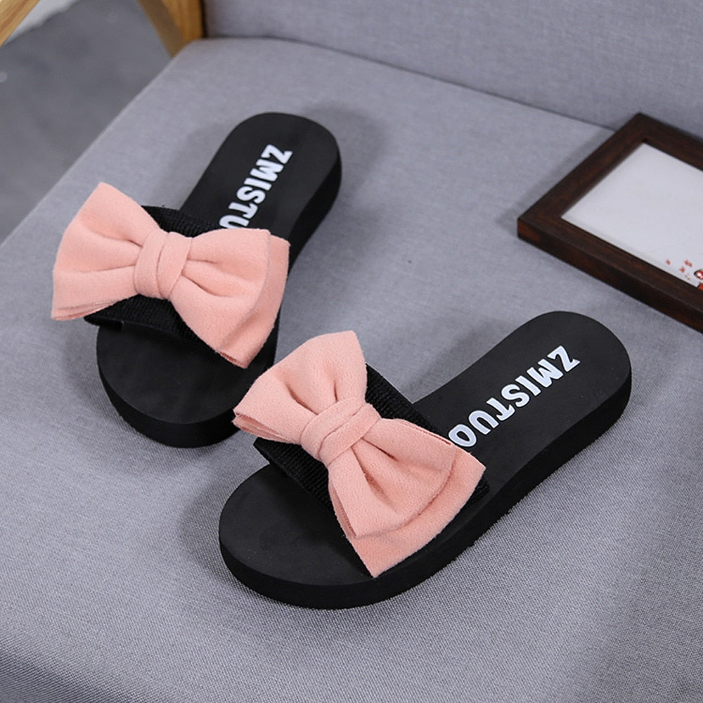 Ddbos Women Bow Summer Sandals Slipper Indoor Outdoor Flip-flops Beach Shoes New Fashion Female Casual Flower Slipper Zapatos