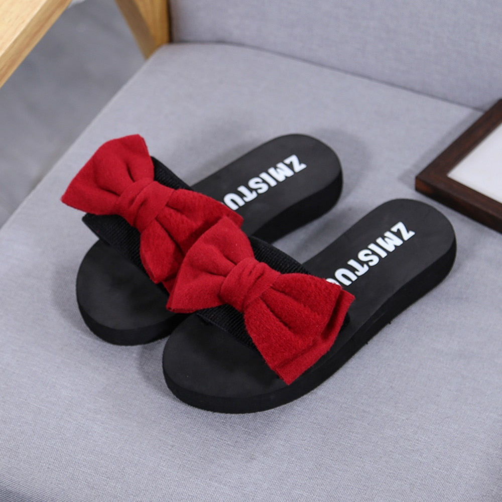  Women Bow Summer Sandals Slipper Indoor Outdoor Flip-flops Beach Shoes New Fashion Female Casual Flower Slipper Zapatos