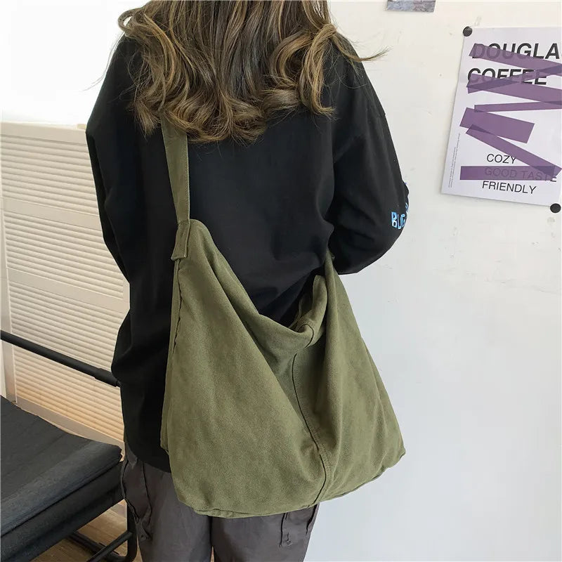 DdbosvShoulder Bag Women Shopper Canvas Tote Bag Female Solid Simple Large Capacity Crossbody Bags Women Designer Handbags