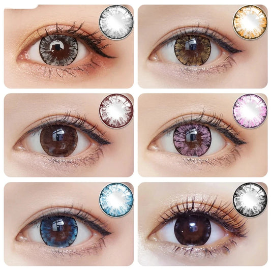 Ddbos 2pcs/pair Lenses Colored Contact Lenses for Eyes MAXIY GIRL Series 6 Tone Dia 14.5mm Comestic Color Contacts