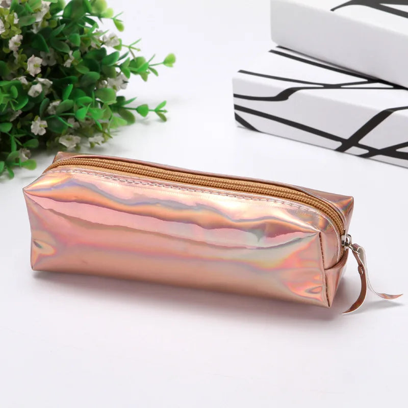 Ddbos BACK TO SCHOOL 1 Pcs Kawaii Pencil Case Laser girl's heart is simple School Pencil Box Pencilcase Pencil Bag School Supplies Stationery