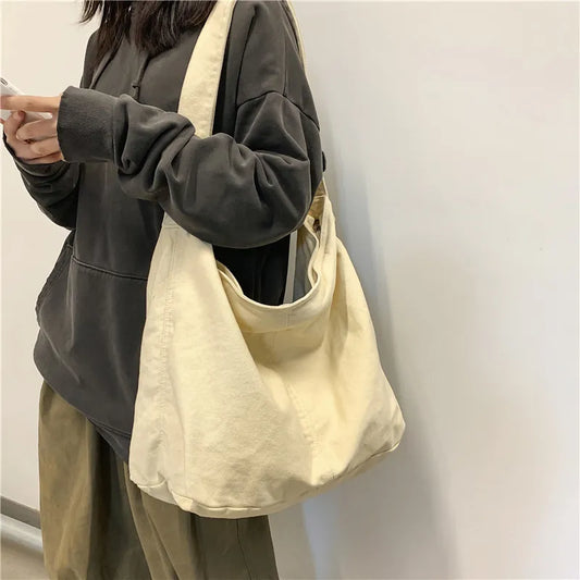 Shoulder Bag Women Shopper Canvas Tote Bag Female Solid Simple Large Capacity Crossbody Bags Women Designer Handbags