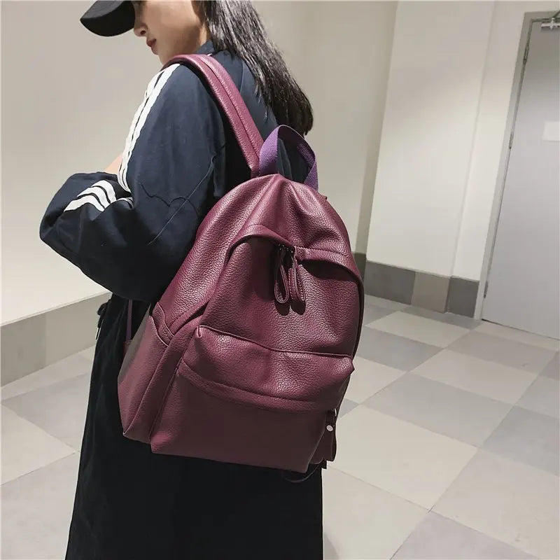 Ddbos BACK TO SCHOOL New Fashion Backpack Laptop Shoulder Bag PU Leather Travel Women Backpacks College Student Book School Bags For Teenage Girls