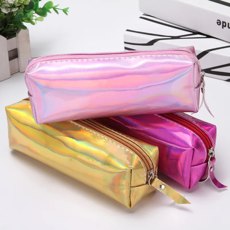 Ddbos BACK TO SCHOOL 1 Pcs Kawaii Pencil Case Laser girl's heart is simple School Pencil Box Pencilcase Pencil Bag School Supplies Stationery