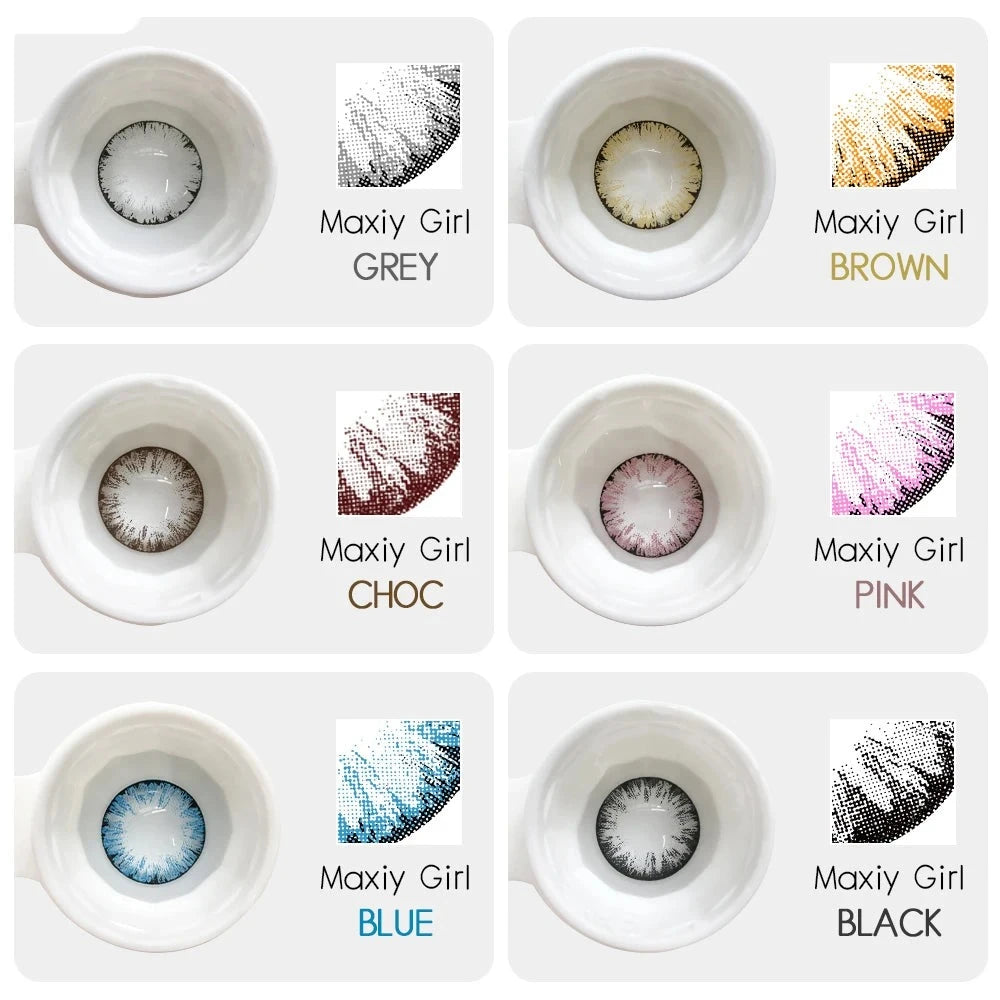 Ddbos 2pcs/pair Lenses Colored Contact Lenses for Eyes MAXIY GIRL Series 6 Tone Dia 14.5mm Comestic Color Contacts