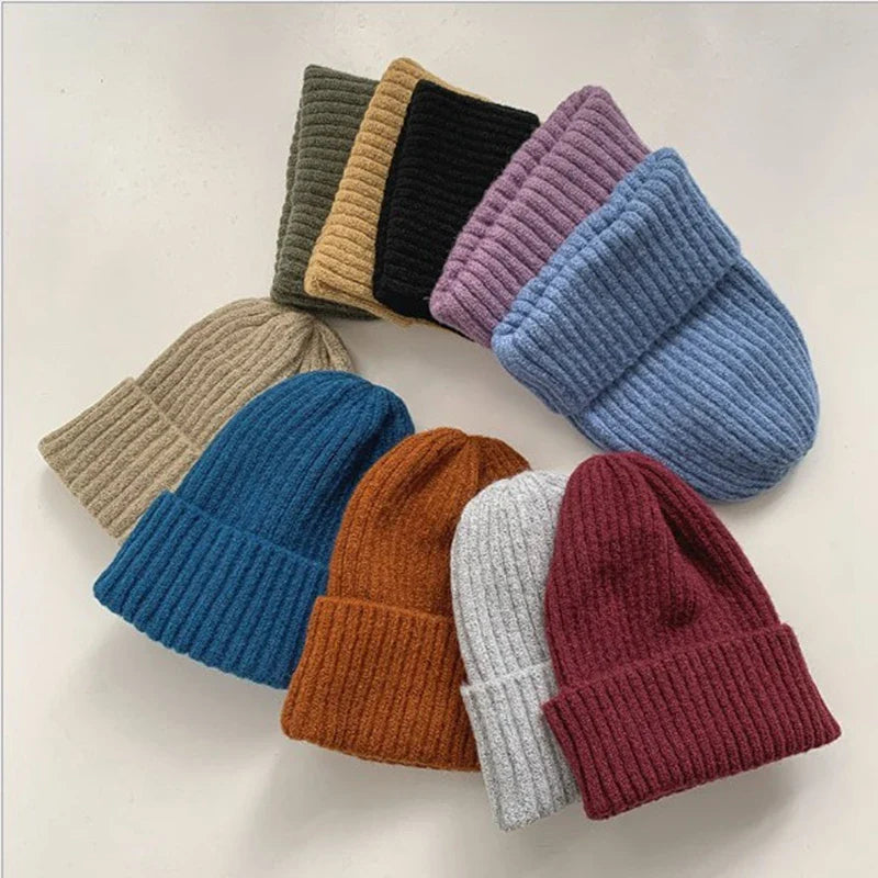 Ddbos Unisex Hat Cotton Blends Solid Warm Soft HIP HOP Knitted Hats Men Winter Caps Women's Skullies Beanies For Girl шляпа