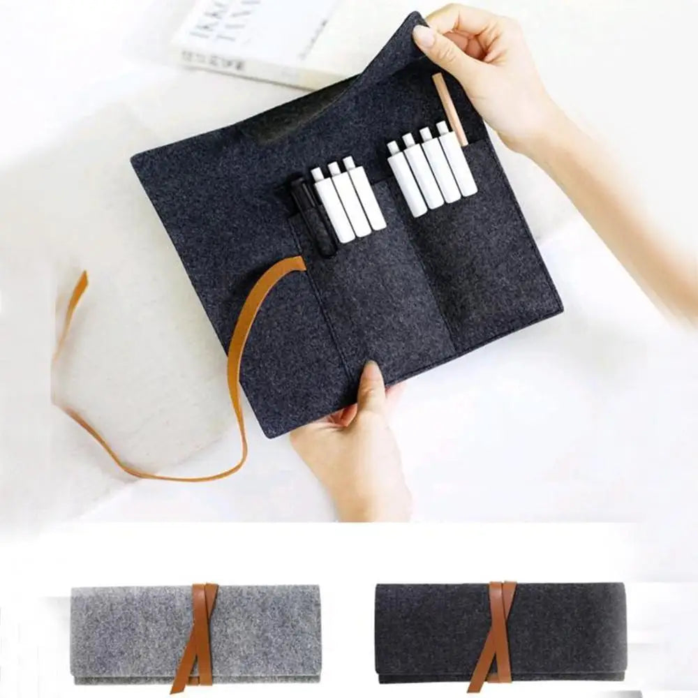 BACK TO SCHOOL Portable Roll School Pencil Case Felt Cloth Pen Bag for Girls Boys Cute Large Pencilcase Box Stationery School Office Supplies