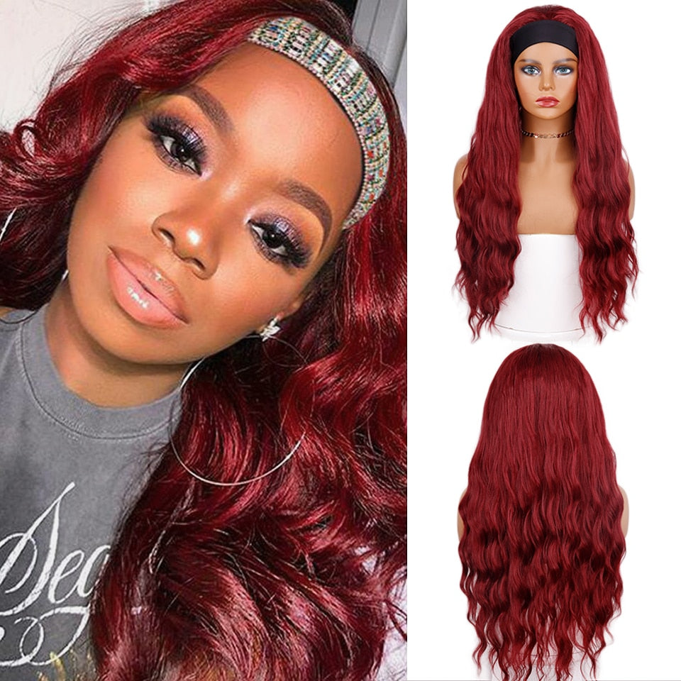 Ddbos Synthetic Wigs Yaki Straight Headband Wigs for Women 28 inch Afro Kinky Straight Headband Wigs Ombre Heat Resistant