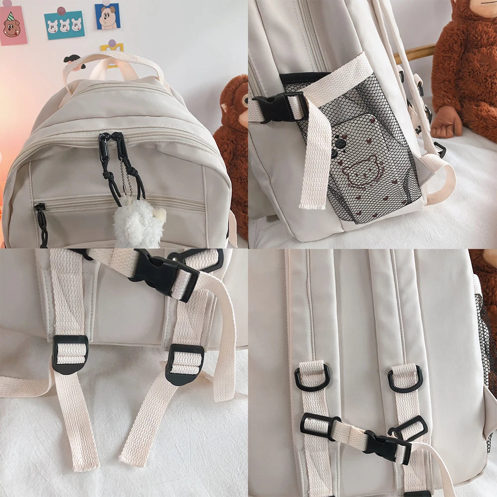 Ddbos BACK TO SCHOOL Fashion Big Student Backpack NEW Badge Rucksack Girls School Bag High Capacity Women Backpack Female Cute Leisure Travel Mochila