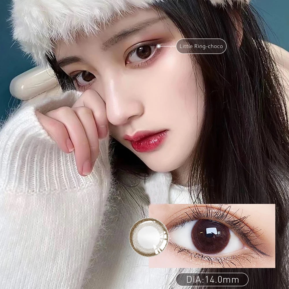 Ddbos 1 Pair 2pcs 2 Tone Series Lenses Contact Lenses for Eyes Natural Pupil Yearly Use Eye Contacts Eye Color Lens (DIA:14mm)