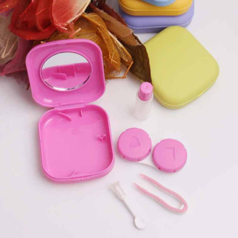 Ddbos Lovely Pocket Mini Contact Lens Case Travel Kit Easy Carry Mirror Lenses Box Container