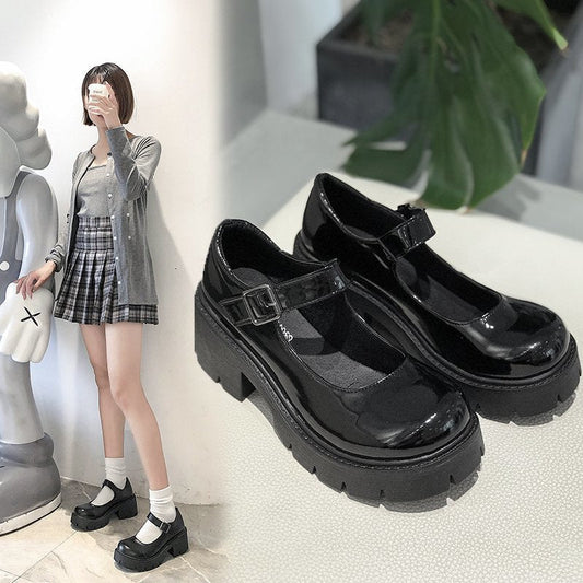 Lolita platform shoes women Japanese Style Mary Jane Shoes Vintage Girls High Heel College Student shoes boots 42