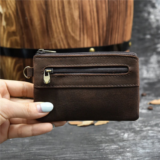 Ddbos Genuine Leather Zipper Coin Card Purse Real Leather Rfid Card Holder Clutch Wallets Slots For Men Women Mini Slim Purse