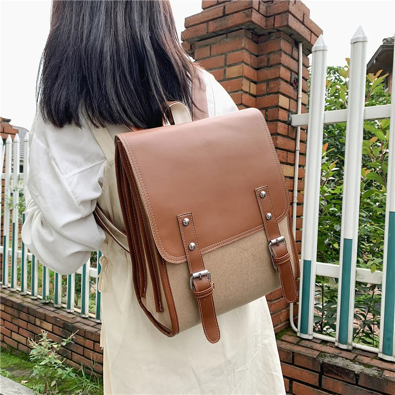 Ddbos Preppy Style Women Backpack Large Capacity Laptop Bag Casual School Backpacks for Girls Patchwork Travel Bags for Female Totes