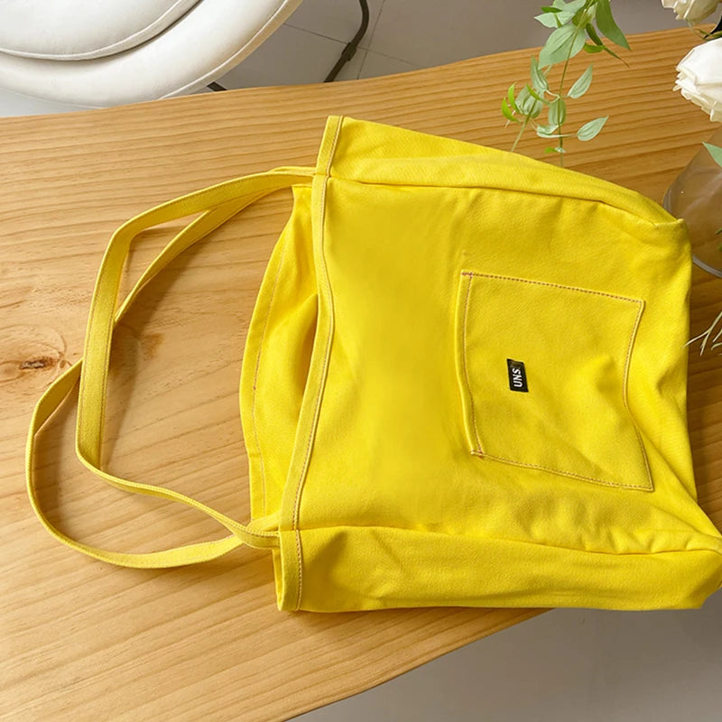 Ddbos Canvas Bag High Quality Reusable Shopping Shoulder Bag Women Simple Casual Daily Use Handbag Totes Female Portable Folding Purse