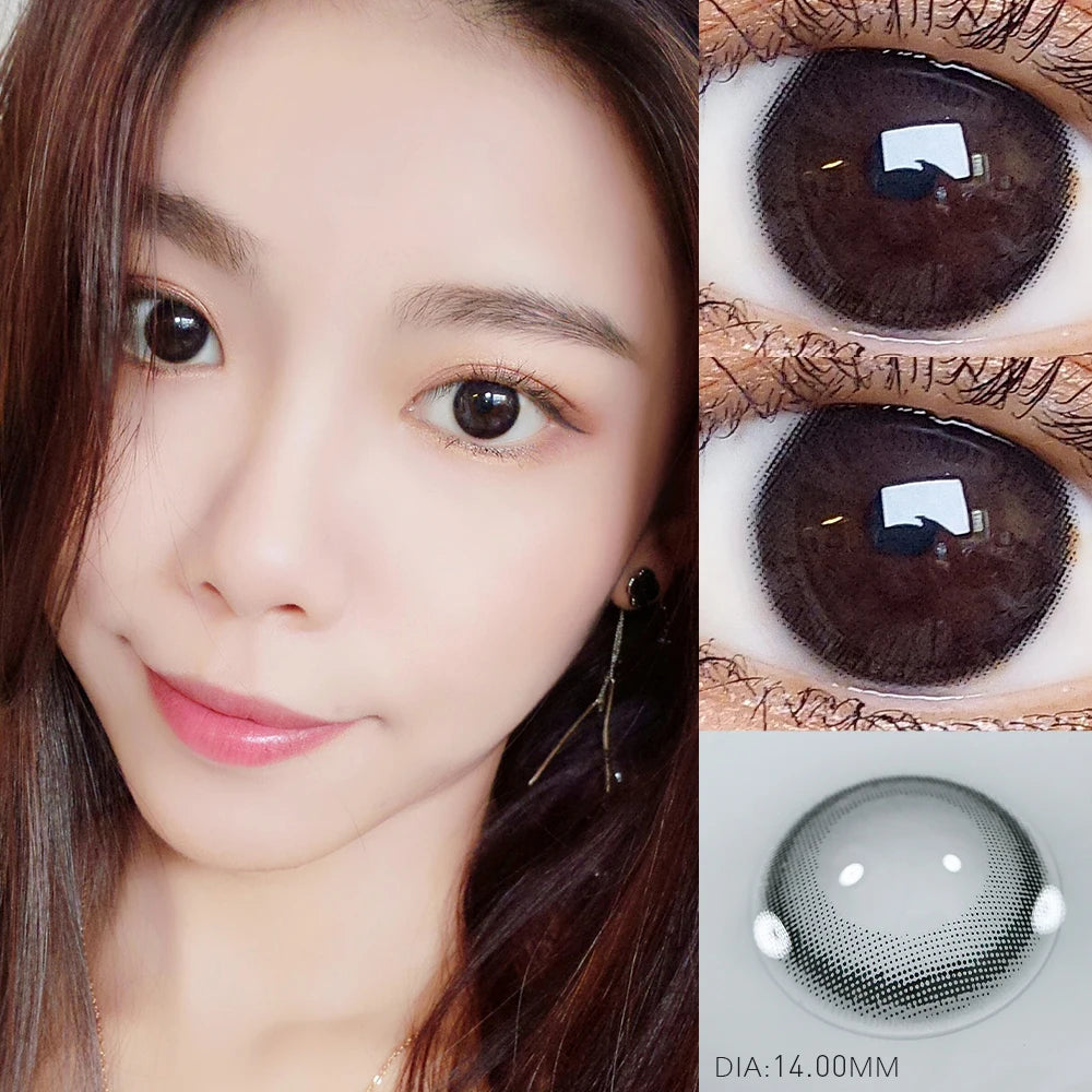 Ddbos 1 Pair 2pcs 2 Tone Series Lenses Contact Lenses for Eyes Natural Pupil Yearly Use Eye Contacts Eye Color Lens (DIA:14mm)