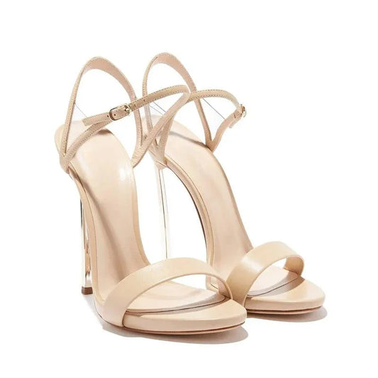 Fashion Sandals Women's New Classic Thin Belt High Heel 12cm Gold Heel High Heels Summer Open Shoes Large Size