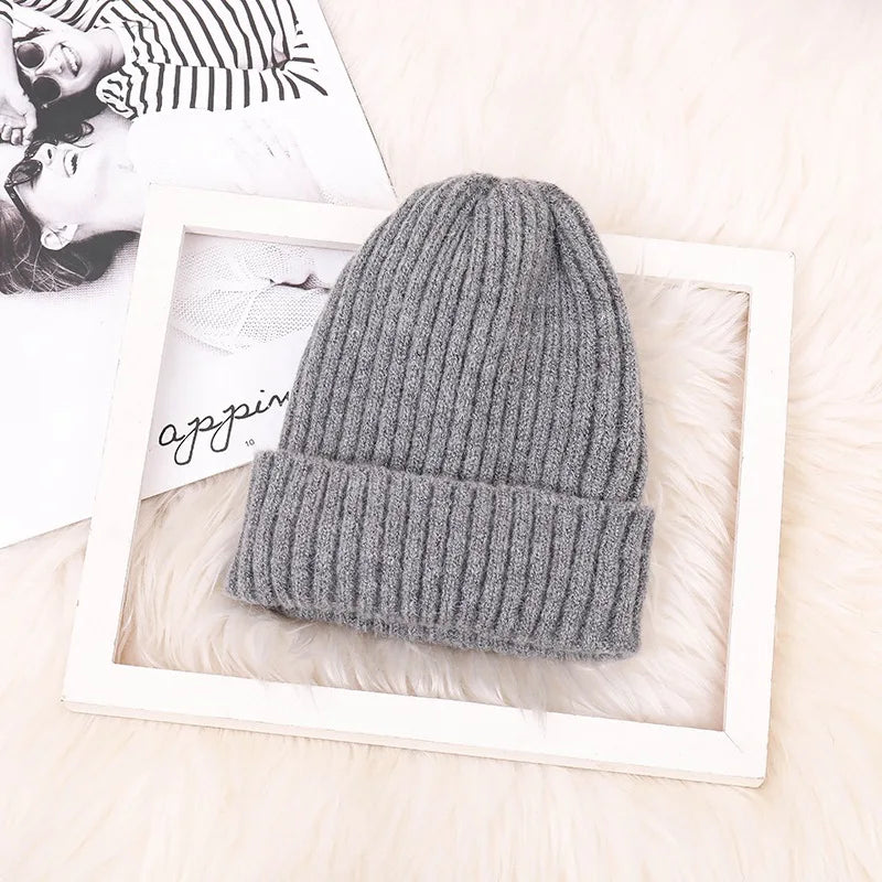 Ddbos Unisex Hat Cotton Blends Solid Warm Soft HIP HOP Knitted Hats Men Winter Caps Women's Skullies Beanies For Girl шляпа