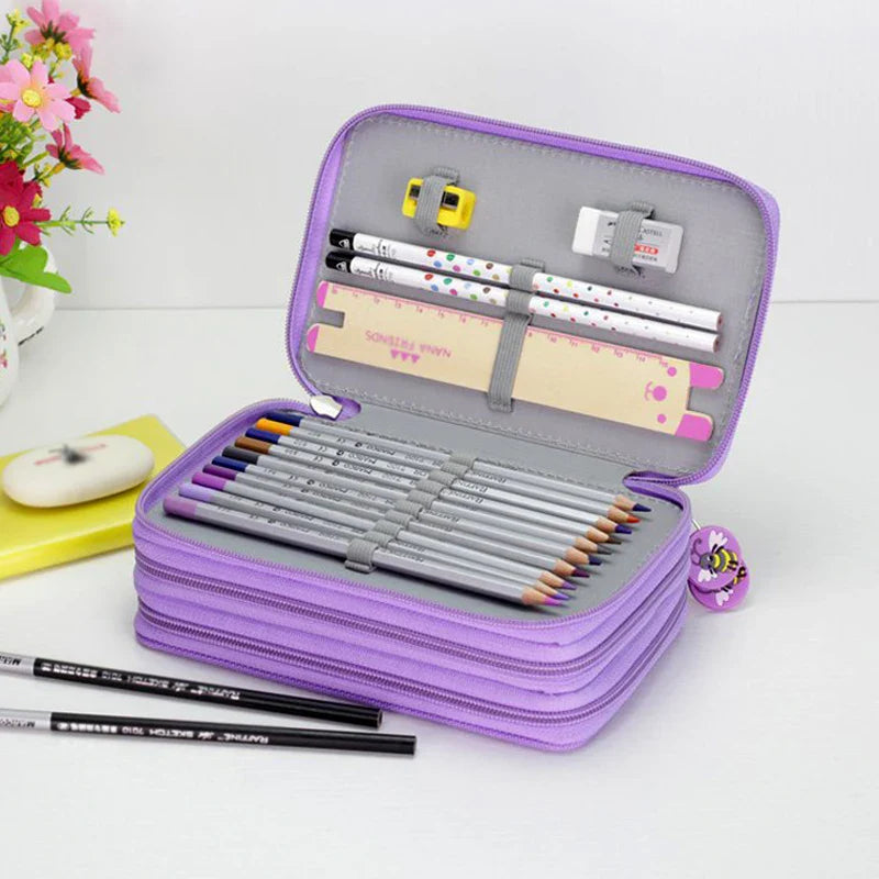 Ddbos 36/48/72 Holes Pencil Case for Drawing Painting Art Marker Pens Multifunction Large Capacity School Stationery Bag Pouch Supply