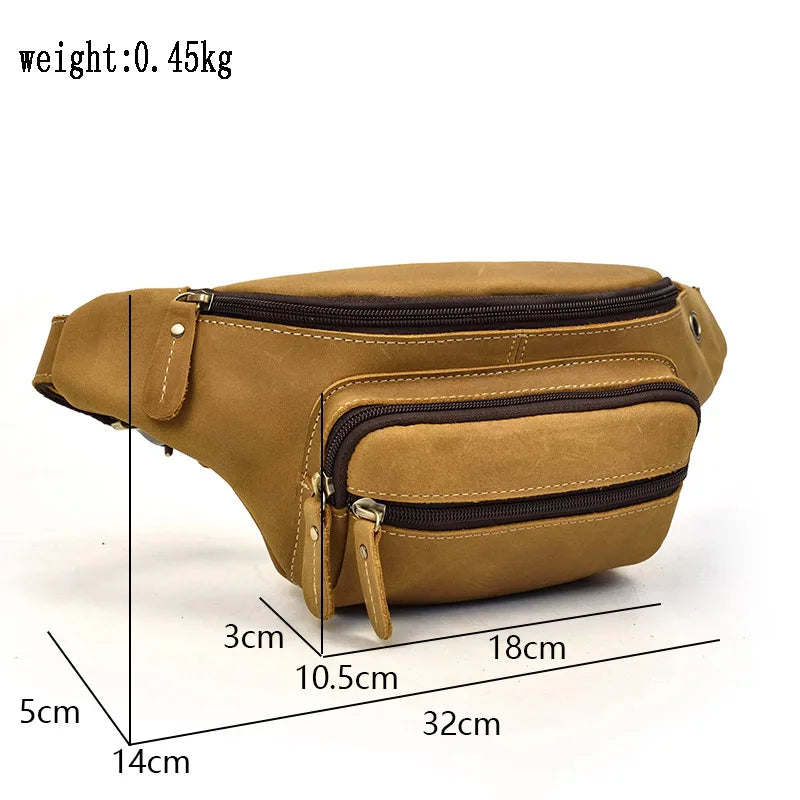 Ddbos Genuine Leather Men Multifunction Waist Pack Cowhide Funny Chest Bag Hiqh Quality Man Mini Shoulder Crossbody Bags Phone Pouch