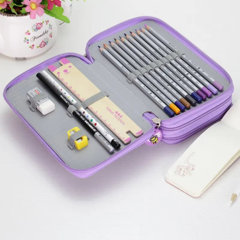 Ddbos 36/48/72 Holes Pencil Case for Drawing Painting Art Marker Pens Multifunction Large Capacity School Stationery Bag Pouch Supply