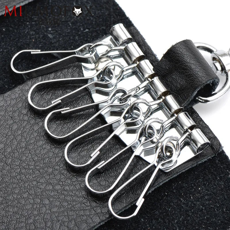 Ddbos Genuine Leather Keychain Men Women Key Holder Organizer Pouch Cow Split Car Key Wallet Housekeeper Key Case Mini Card Bag