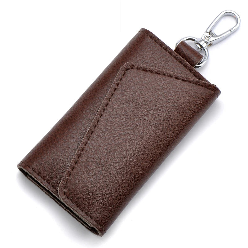 Ddbos Genuine Leather Keychain Men Women Key Holder Organizer Pouch Cow Split Car Key Wallet Housekeeper Key Case Mini Card Bag