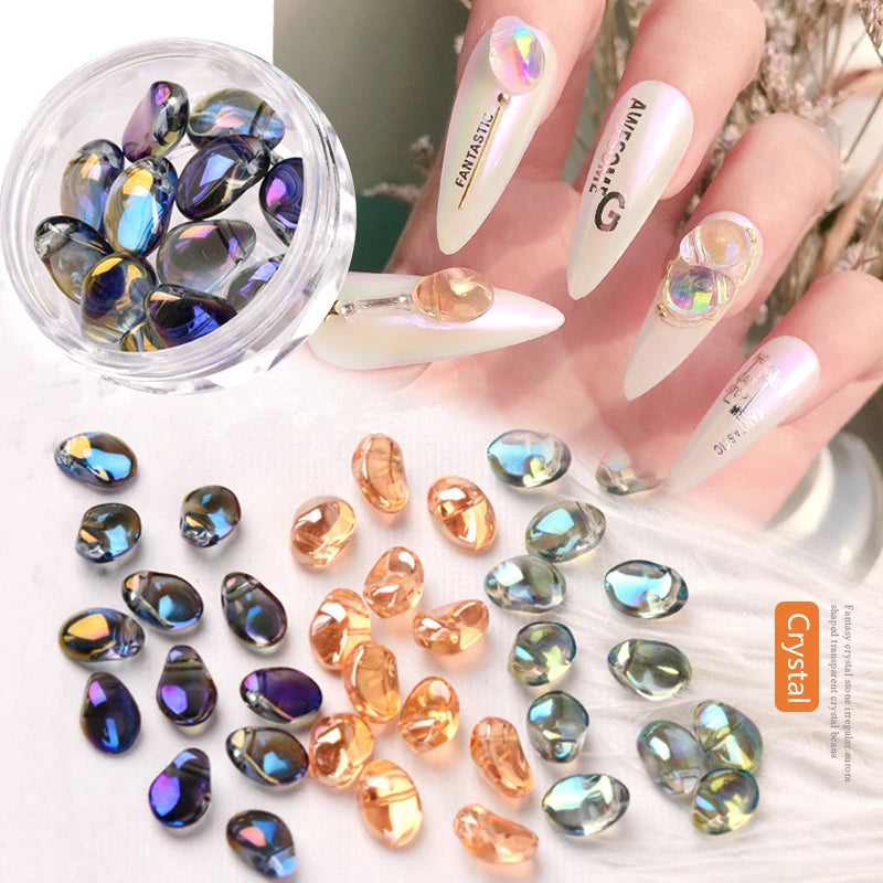 12pcs/box Crystal AB Nail Art Decorations Aurora Irregular Pixie Stones Jewelry 3D Shiny Rhinestones Japanese Nails Accessories