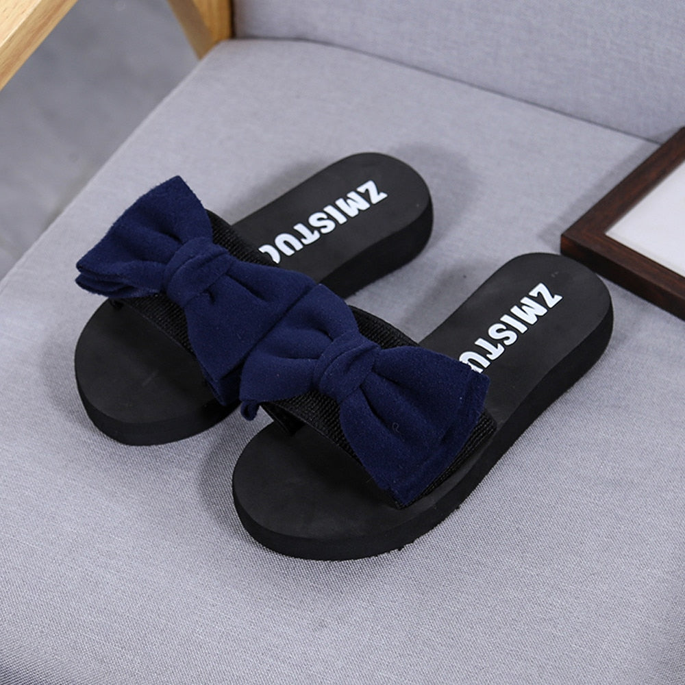 Ddbos Women Bow Summer Sandals Slipper Indoor Outdoor Flip-flops Beach Shoes New Fashion Female Casual Flower Slipper Zapatos