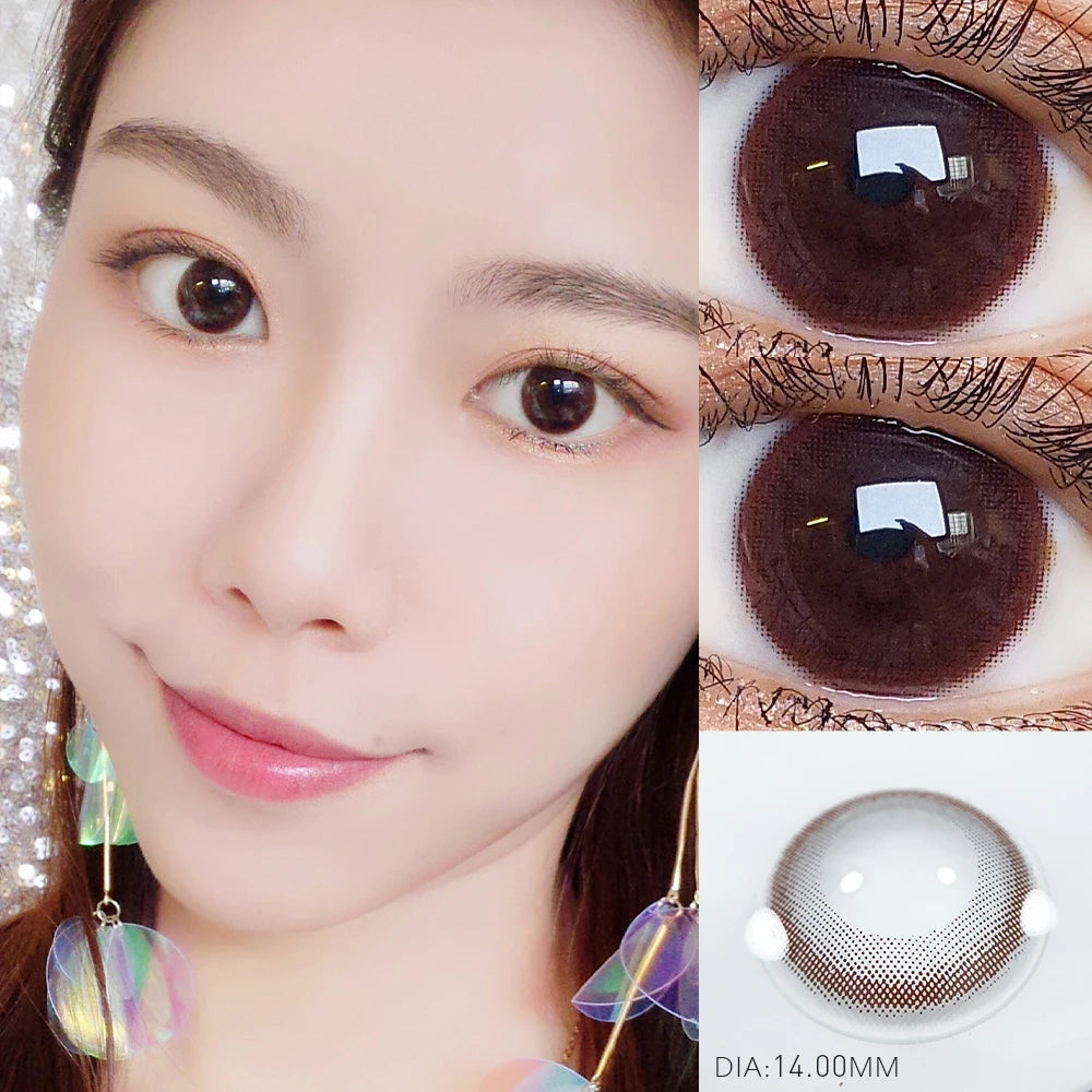 Ddbos 1 Pair 2pcs 2 Tone Series Lenses Contact Lenses for Eyes Natural Pupil Yearly Use Eye Contacts Eye Color Lens (DIA:14mm)