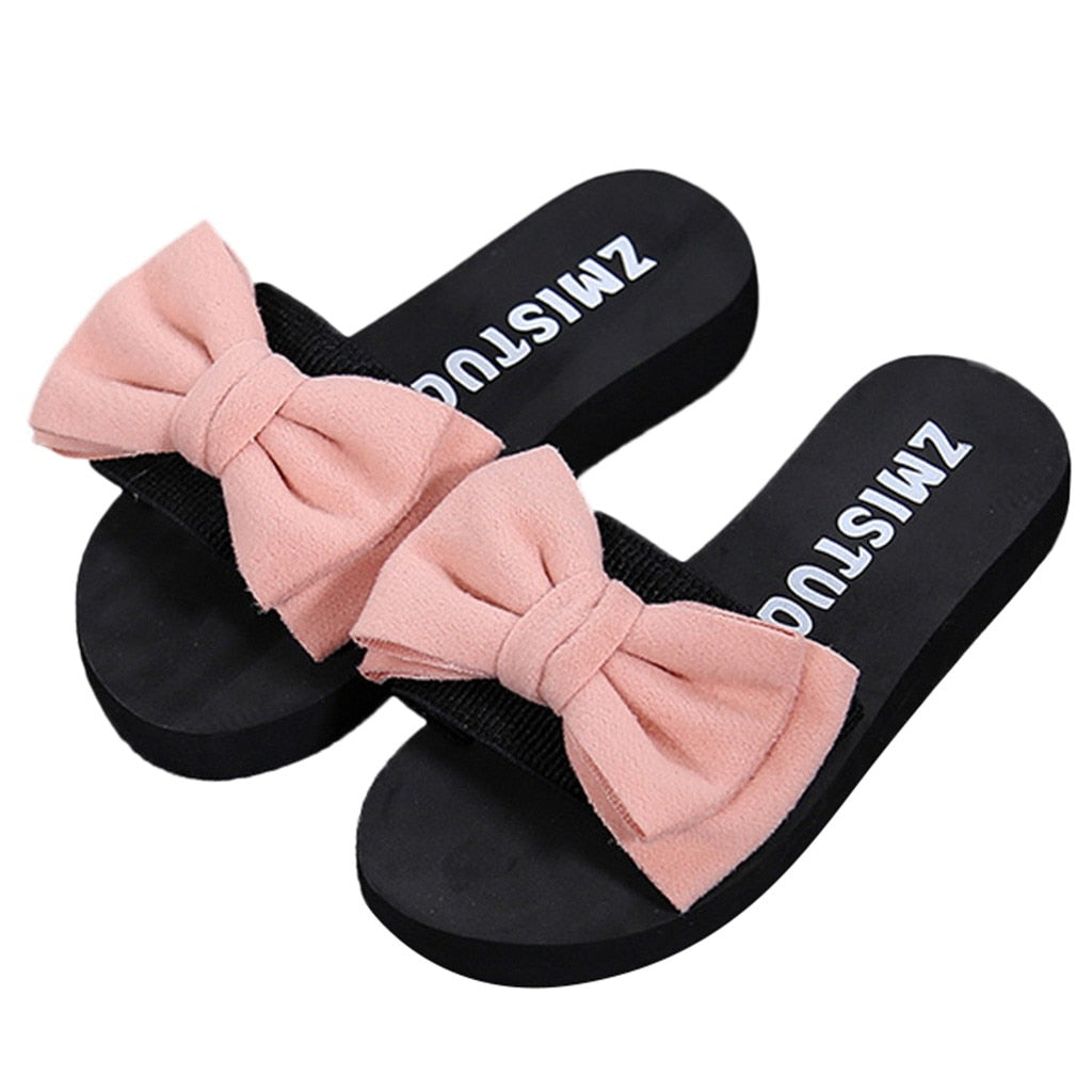 Ddbos Women Bow Summer Sandals Slipper Indoor Outdoor Flip-flops Beach Shoes New Fashion Female Casual Flower Slipper Zapatos