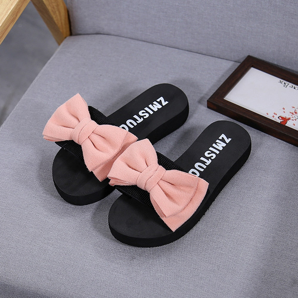 Ddbos Women Bow Summer Sandals Slipper Indoor Outdoor Flip-flops Beach Shoes New Fashion Female Casual Flower Slipper Zapatos