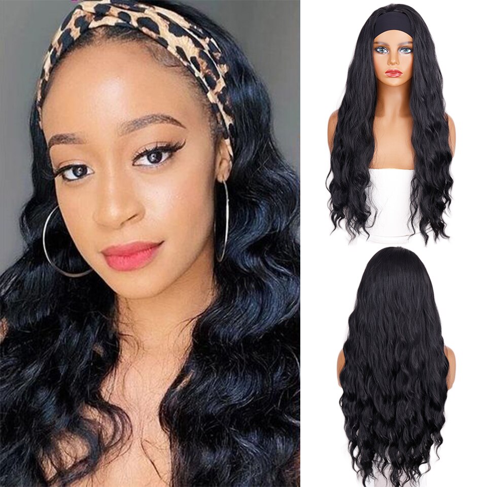 Ddbos Synthetic Wigs Yaki Straight Headband Wigs for Women 28 inch Afro Kinky Straight Headband Wigs Ombre Heat Resistant