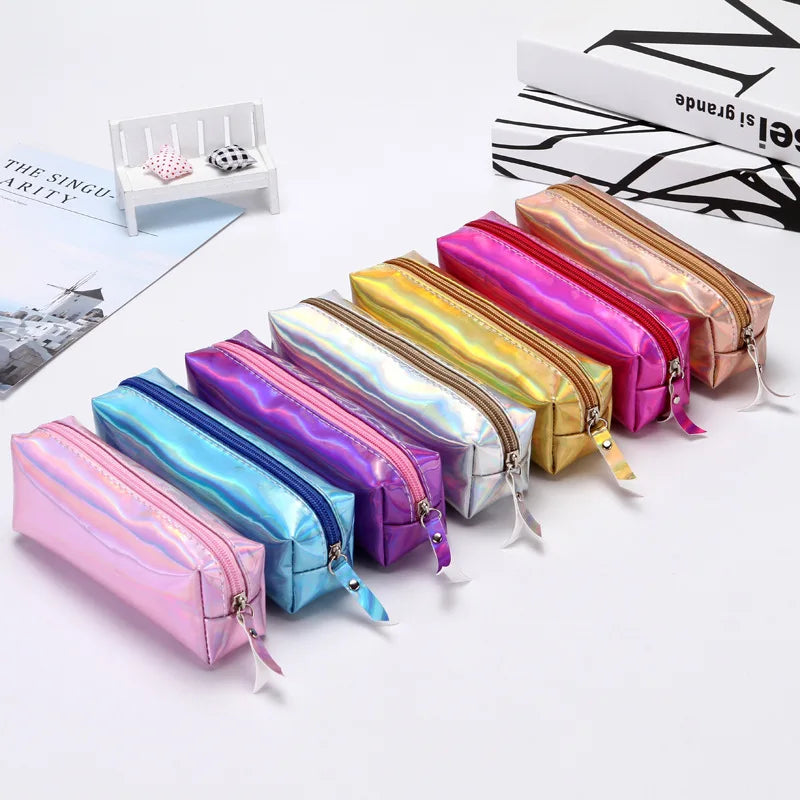 BACK TO SCHOOL 1 Pcs Kawaii Pencil Case Laser girl's heart is simple School Pencil Box Pencilcase Pencil Bag School Supplies Stationery