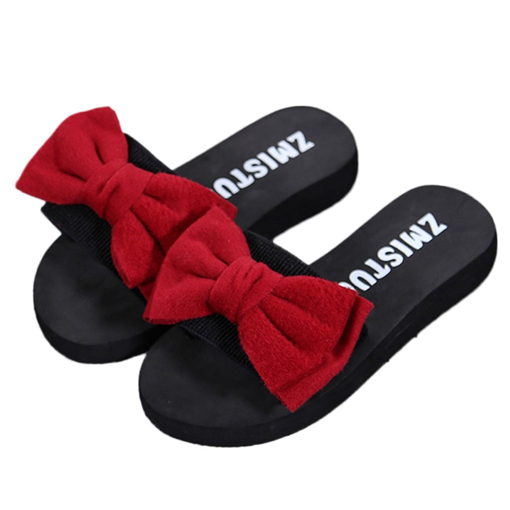 Ddbos Women Bow Summer Sandals Slipper Indoor Outdoor Flip-flops Beach Shoes New Fashion Female Casual Flower Slipper Zapatos