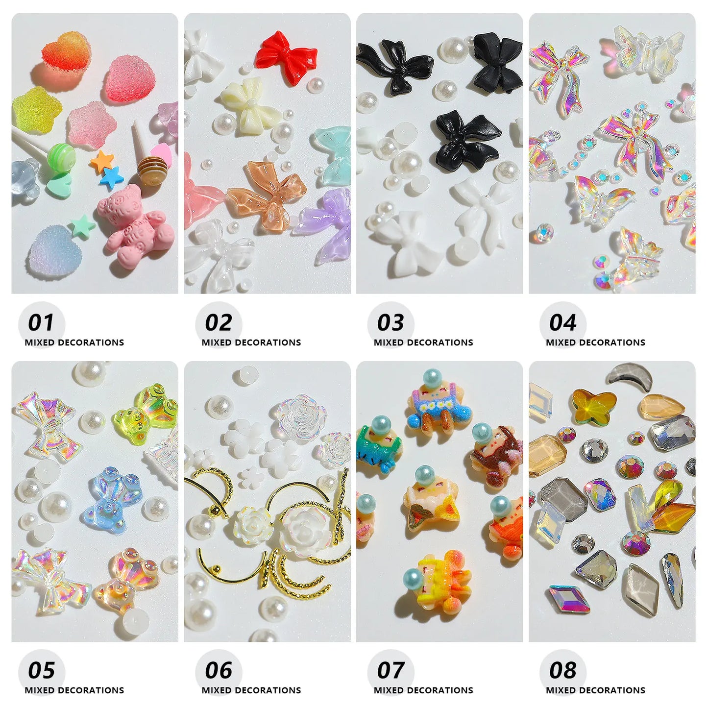 Ddbos 3D DIY Nail Rhinestone Mixed Color Candy Butterfly Manicuring Nail Art Decoration Nails Accessories