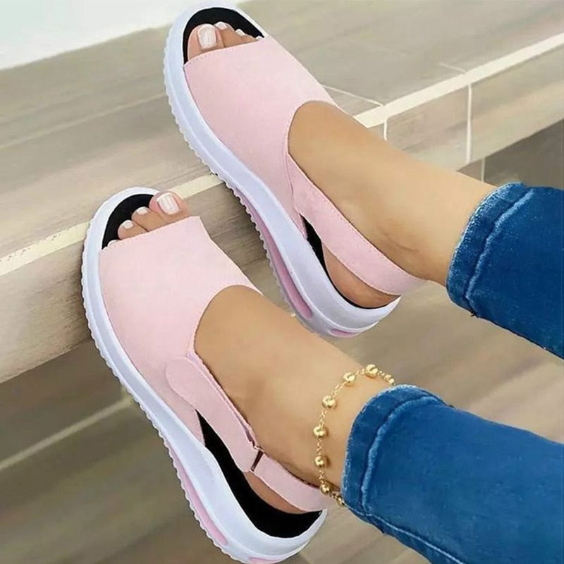 Ddbos Women Sandals Heels Sandals Peep Top Summer Shoes Women Platform Sandals Soft Wedges Shoes Sandalias Mujer Casual Footwear