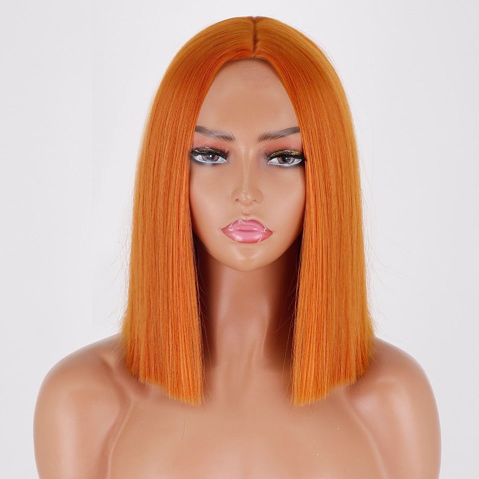 Ddbos Synthetic Light Blue Wig Straight Hair Bob Cut Wig Middle Part Shoulder Length Fashion Bob Wigs for Women Cosplay Wig