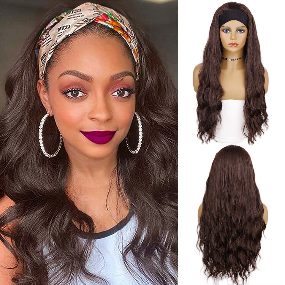 Ddbos Synthetic Wigs Yaki Straight Headband Wigs for Women 28 inch Afro Kinky Straight Headband Wigs Ombre Heat Resistant