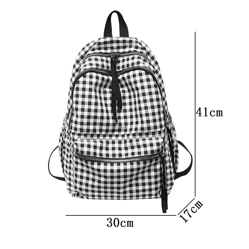 Ddbos School Backpacks Plaid Pattern Women's Backpack Fashion College Students School Bags for Girls Teenager Casual Female Schoolbag