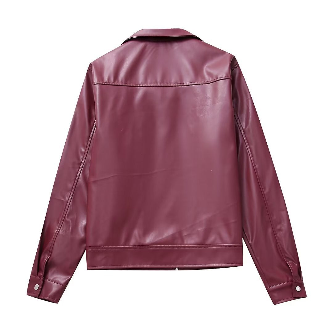 guys clothing styles Women's Autumn Korean-Style Short Ins Lapel Leather Motorcycle Leather Coat