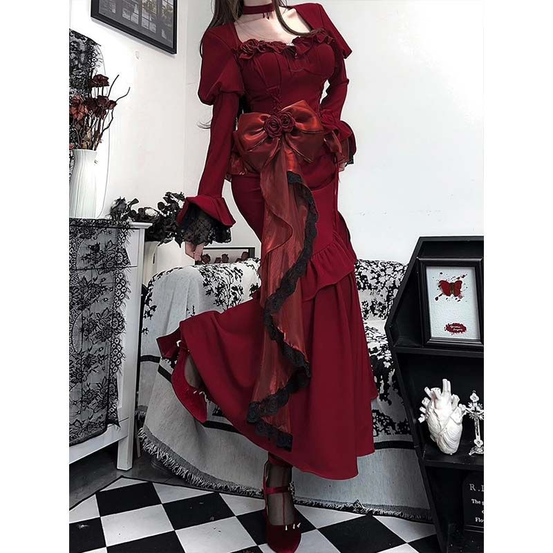 one with nature dress to impress French Hepburn Style Velvet Dress Women's Spring Design Waist-Tight Dress